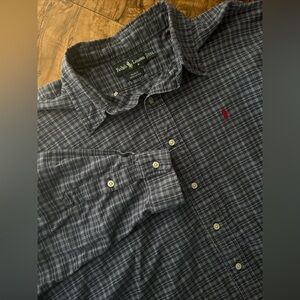 Ralph Lauren Blake 100% Cotton Men’s XXL‎ Blue Plaid Long Sleeve Button Down